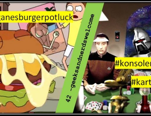 42 – geeksandnerdswelcome veganesburgerpotluck spieleabend